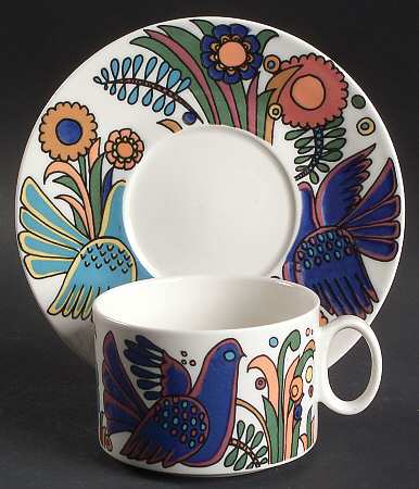 Acapulco (Newer, Roma Shape) Flat Cup & Saucer Set