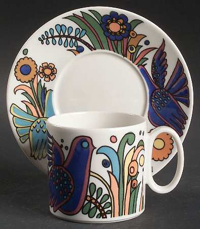 Acapulco (Newer, Roma Shape) Flat Demitasse Cup & Saucer Set
