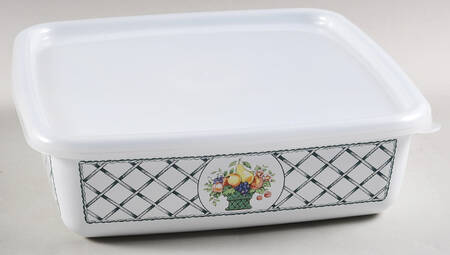 Basket 8" Metal Square Baker W/Plastic Lid