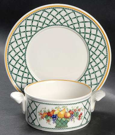 Basket Flat Cream Soup Bowl & Saucer Set