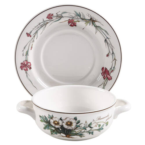 Botanica Flat Cream Soup Bowl & Saucer Set