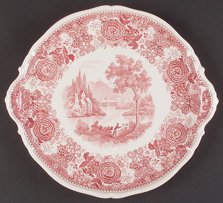 Burgenland Maroon Handled Cake Plate