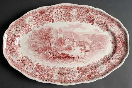 Burgenland Maroon 15" Oval Serving Platter