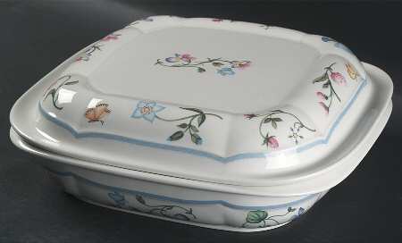 Mariposa (Bone China) 2 Quart Square Microwave Baker with Lid