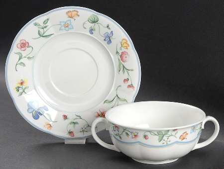 Mariposa (Bone China) Flat Cream Soup Bowl & Breakfast Saucer Set