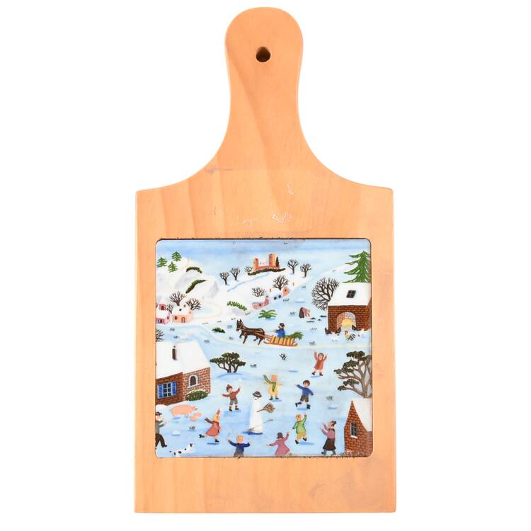 Naif Christmas 10" Natural Wood Cheese Board with Tile  HC