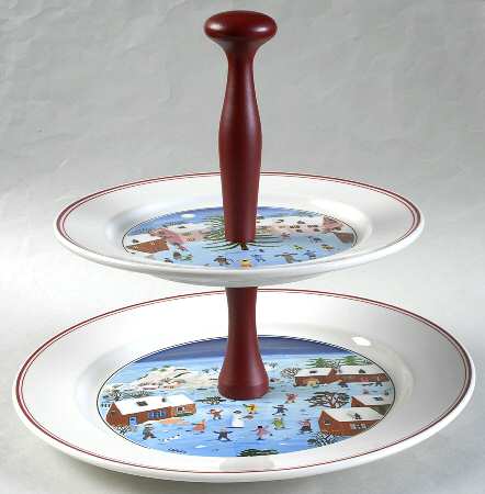 Naif Christmas 2 Tiered Serving Tray (Dinner & Salad Plate)