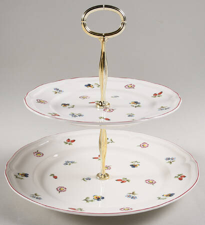 Petite Fleur 6 5/8"-10"  2 Tiered Serving Tray (Dp, Sp) HC