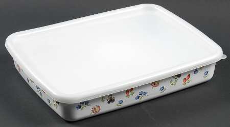 Petite Fleur 1" Rectangular Metal Baker with Plastic Lid