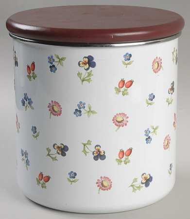 Petite Fleur Large Metal Canister & Wood Lid