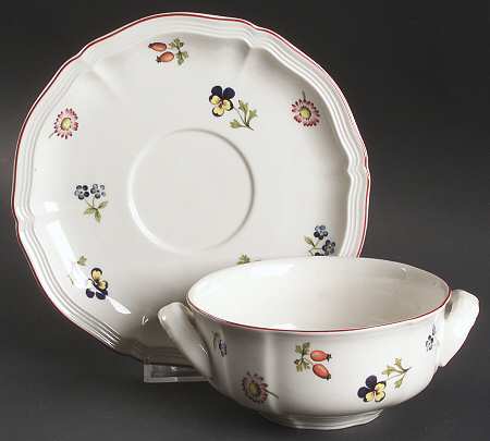 Petite Fleur Flat Cream Soup Bowl & Breakfast Saucer Set
