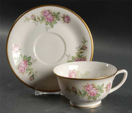 Damask Rose Footed Cup & Saucer Set