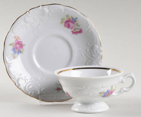 Wanda (Scalloped, Embossed) Footed Demitasse Cup & Saucer Set