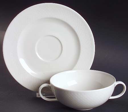 Tipo White Flat Cream Soup Bowl & Breakfast Saucer Set