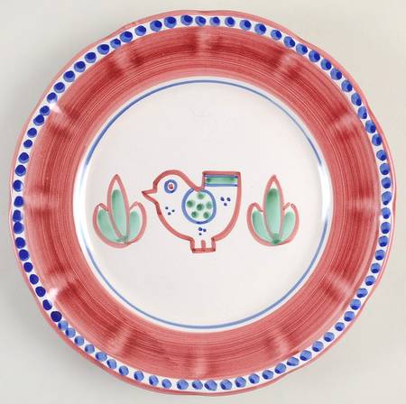 Campagna Chicken (Red Border, Blue Dots) Dinner Plate