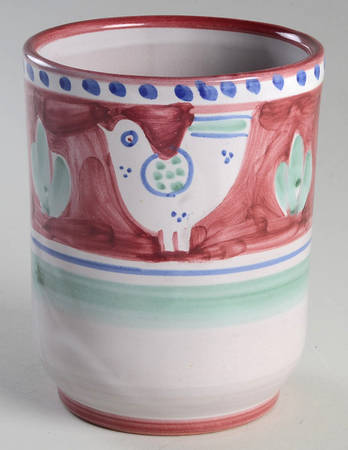 Campagna Chicken (Red Border, Blue Dots) 5" Storage Jar No Lid
