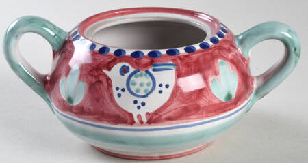 Campagna Chicken (Red Border, Blue Dots) Sugar Bowl No Lid