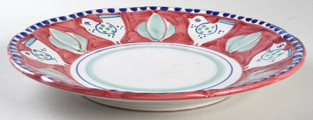 Campagna Chicken (Red Border, Blue Dots) 10" Soup/Pasta Bowl