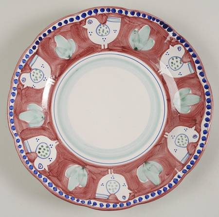 Campagna Chicken (Red Border, Blue Dots) Service Plate (Charger)
