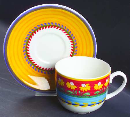 Yellow Flowers Breakfast Cup & Saucer Set