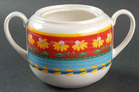 Yellow Flowers Sugar Bowl No Lid