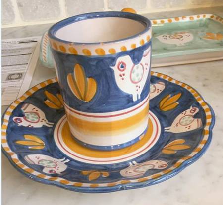 Campagna Chicken (Blue, Orange Dots) Mug