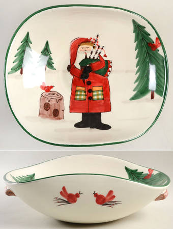 Old St Nick 14" Oval Handled Serving Bowl