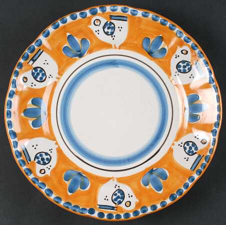 Campagna Chicken (Orange Border, Blue Dots) Dinner Plate