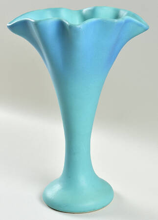 Art Pottery 11" Crimped Trumpet Vase