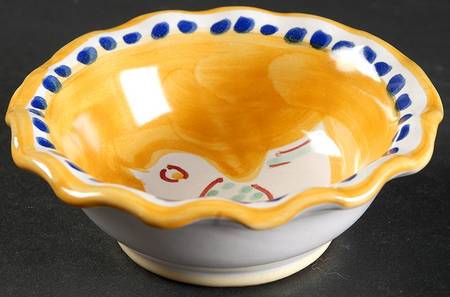 Campagna Chicken (Yellow Border, Blue Dots) Condiment Bowl