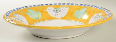 Campagna Chicken (Yellow Border, Blue Dots) 9" Soup/Pasta Bowl