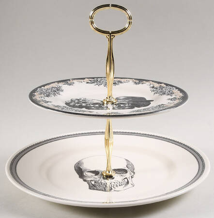 Skull 6 5/8"-10"  2 Tiered Serving Tray (Dp, Sp) HC