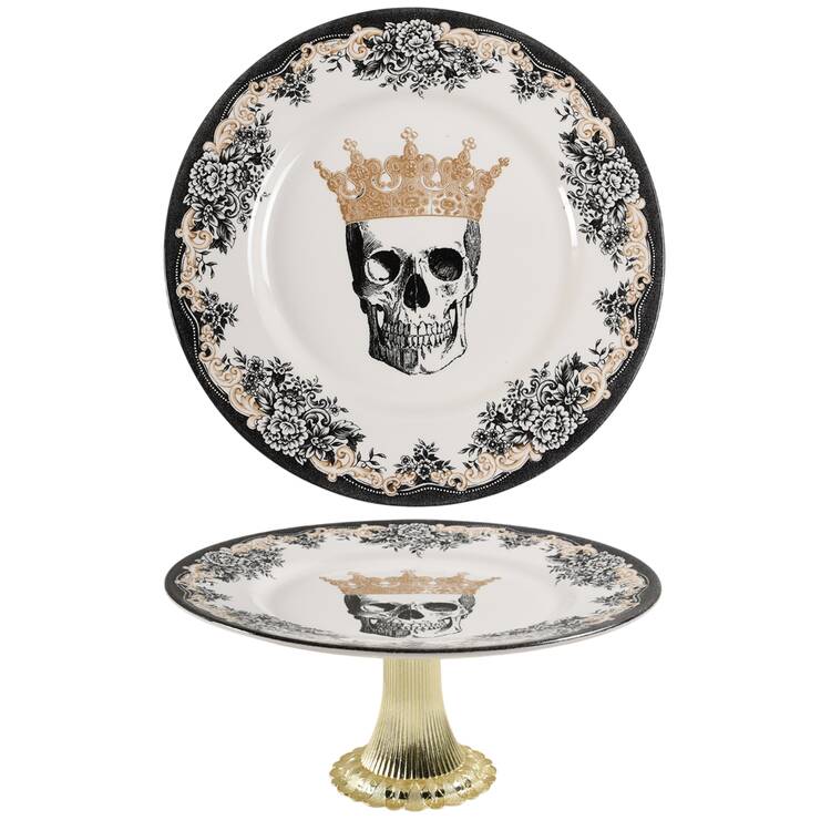 Skull Cake Stand with 4"-5" Metal Pedestal  Hc