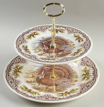 Homeland Turkey 6 5/8"-10"  2 Tiered Serving Tray (Dp, Sp) HC