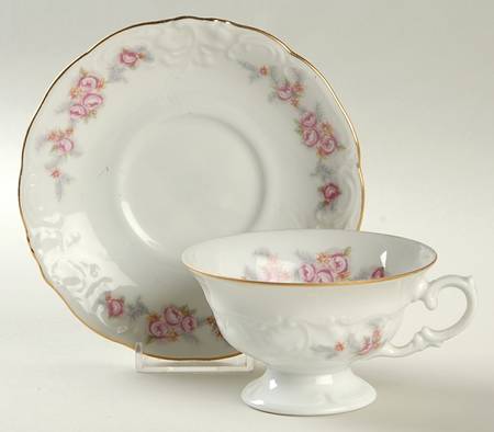 Rose Spray Footed Cup & Saucer Set
