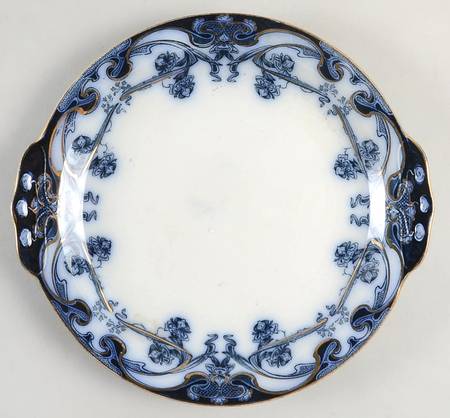 Iris Blue (Flow Blue) Handled Cake Plate