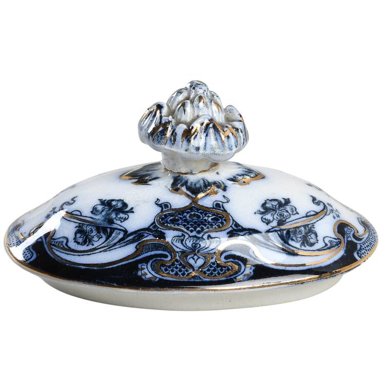 Iris Blue (Flow Blue) Lid for Sugar Bowl