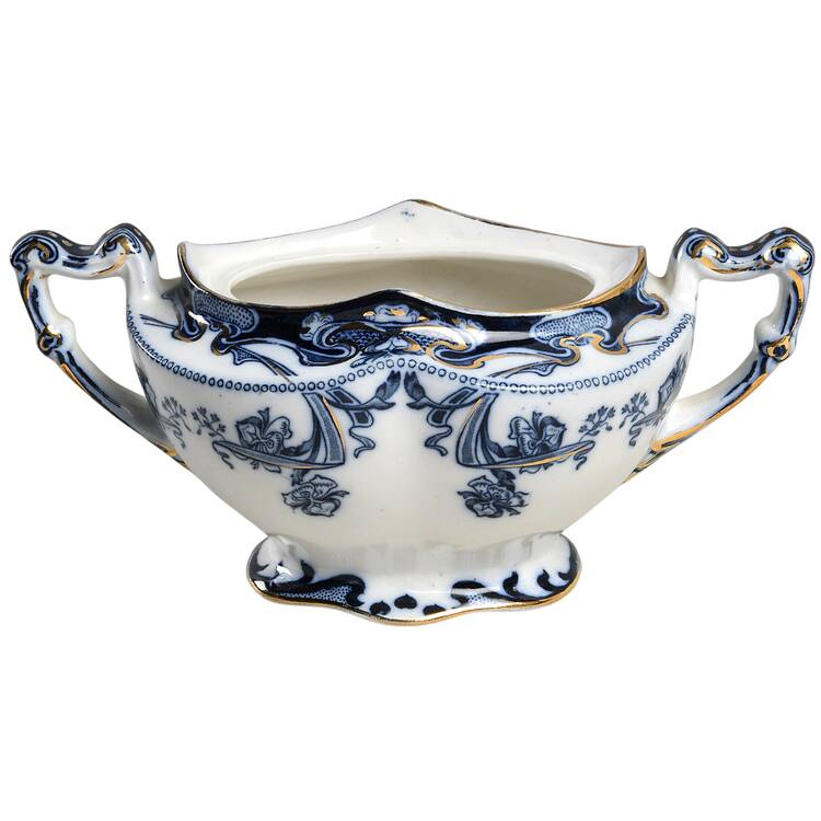 Iris Blue (Flow Blue) Sugar Bowl No Lid