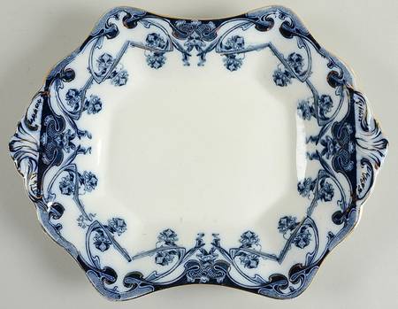 Iris Blue (Flow Blue) Handled Cake Plate