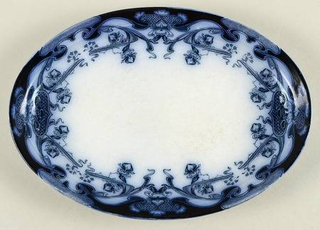 Iris Blue (Flow Blue) 10" Oval Serving Platter