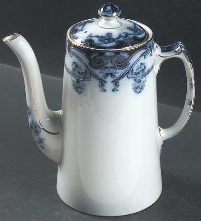 Iris Blue (Flow Blue) Coffee Pot & Lid