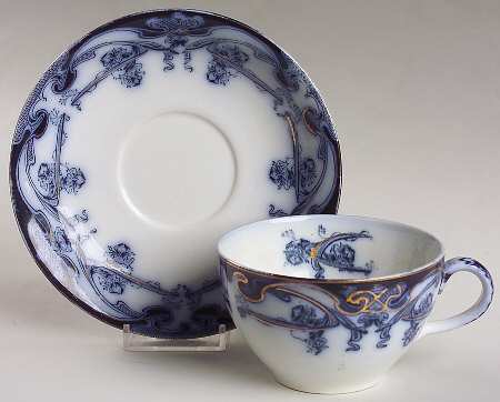 Iris Blue (Flow Blue) Oversized Cup & Saucer Set