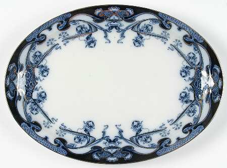 Iris Blue (Flow Blue) 14" Oval Serving Platter