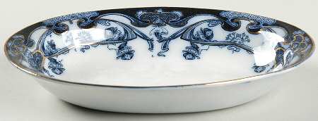 Iris Blue (Flow Blue) 8" Oval Vegetable Bowl