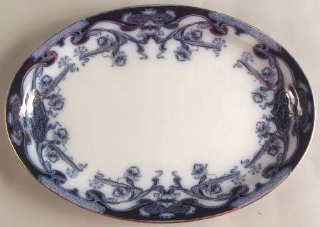 Iris Blue (Flow Blue) 11" Oval Serving Platter