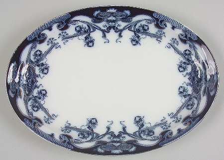 Iris Blue (Flow Blue) 13" Oval Serving Platter