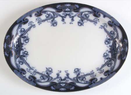 Iris Blue (Flow Blue) 16" Oval Serving Platter