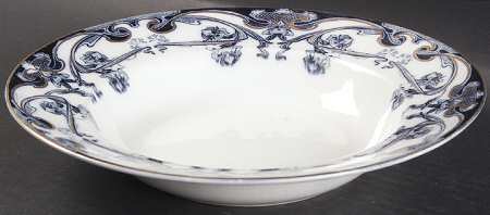 Iris Blue (Flow Blue) Large Rim Soup Bowl