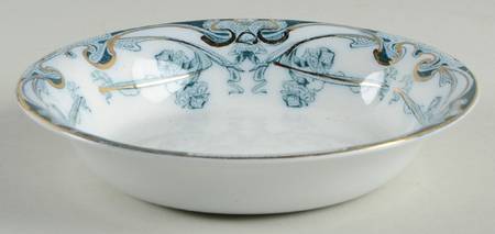 Iris Blue Green (Gold Accents) Fruit/Dessert (Sauce) Bowl