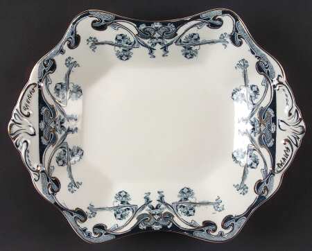 Iris Blue Green (Gold Accents) Handled Cake Plate